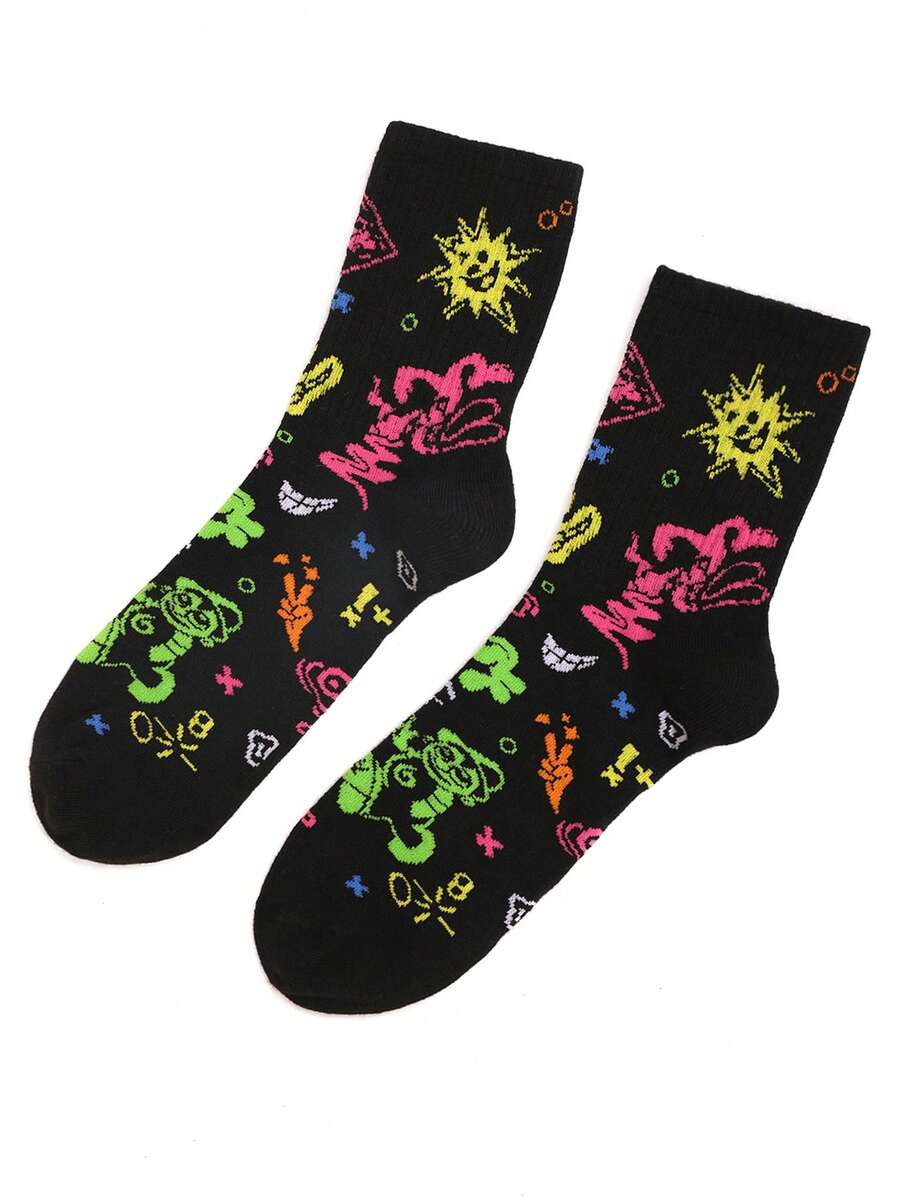 naijemn Personalized Graffiti Pattern Men's Mid-calf Socks