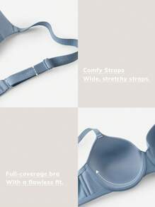 LUVLETTE 天然全覆盖棉质 T 恤文胸 - 霧霾藍 - 查看 7