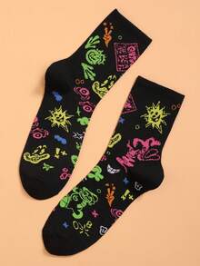 naijemn Personalized Graffiti Pattern Men's Mid-calf Socks