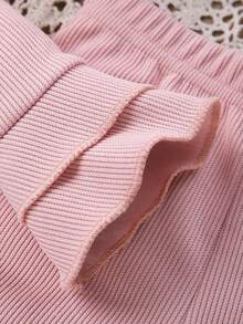 Đứa bé gái Nơ mặt trước Áo Peplum & Quần ống loe - Hồng - Xem 4