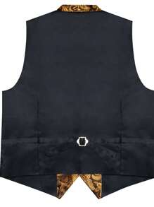 Men Paisley Jacquard Waistcoat - Rust Brown - View 2