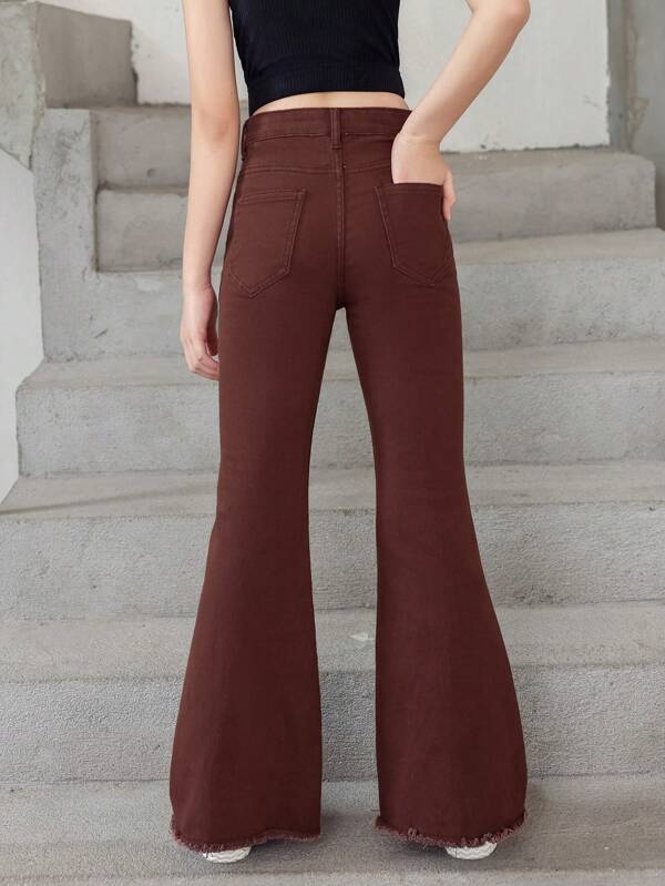 Tween Girl Solid Flare Leg Jeans SHEIN USA