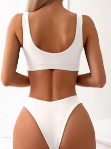 Bộ bikini sườn trơn - trắng - Xem 2