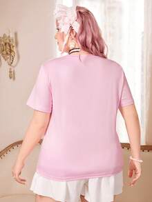 ROMWE Kawaii Hơn Thỏ in Áo thun - Hồng - Xem 6