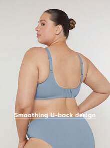 LUVLETTE 天然全覆盖棉质 T 恤文胸 - 霧霾藍 - 查看 3