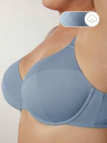 LUVLETTE 天然全覆盖棉质 T 恤文胸 - 霧霾藍 - 查看 4