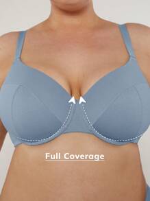 LUVLETTE 天然全覆盖棉质 T 恤文胸 - 霧霾藍 - 查看 5