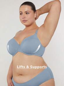 LUVLETTE 天然全覆盖棉质 T 恤文胸 - 霧霾藍 - 查看 6