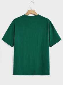 Manfinity RebelGame 男士反光熊和字母圖案T恤 - 綠色 - 查看 3