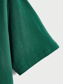 Manfinity RebelGame 男士反光熊和字母圖案T恤 - 綠色 - 查看 5