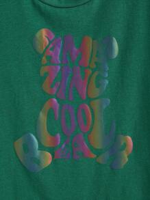 Manfinity RebelGame 男士反光熊和字母圖案T恤 - 綠色 - 查看 6