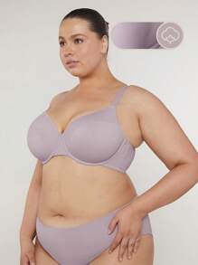 LUVLETTE 女士天然全覆盖棉质内衣，适合 T 恤文胸 - 淺灰紫 - 查看 4