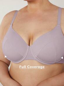 LUVLETTE 女士天然全覆盖棉质内衣，适合 T 恤文胸 - 淺灰紫 - 查看 5