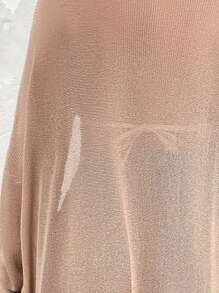 SHEIN VCAY 大码落肩开衫 - 杏色 - 查看 3