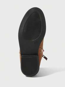 女孩雙色針腳細節側拉鏈學院靴子適用於戶外 - 彩色 - 查看 7