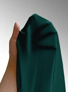 SHEIN Clasi 不对称领口灯笼袖缎面衬衫单肩上衣女士秋季布料 - 綠色 - 查看 7