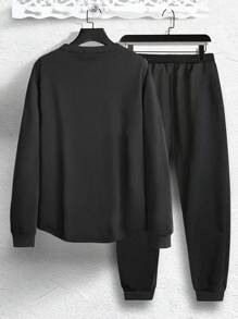 Manfinity Homme Nam Plus Thư được vá Áo len & Quần nỉ - màu đen - Xem 2