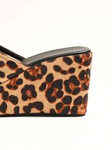 Summer Women's Leopard Print Wedge Heel Sandals & Slippers With Thick Sole - Multicolor - View 4