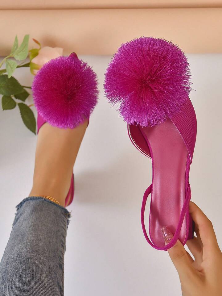 Heels with fur ball store