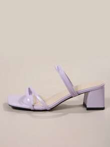 Sandalias de verano estilo hada para mujeres, zapatos de estilo romano de color púrpura con tacón ancho, tiras cruzadas y diseño popular - Morado - Ver 6