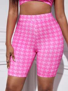 Slaydiva In Houndstooth Quần short đi xe - Hồng - Xem 6