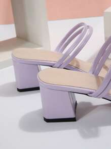 Sandalias de verano estilo hada para mujeres, zapatos de estilo romano de color púrpura con tacón ancho, tiras cruzadas y diseño popular - Morado - Ver 8