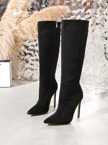 Fashionable Elegant Comfortable Black High-heeled Pointed Women's Long Boots - Black - View 6