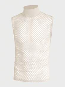 Manfinity Fever City Nam Chất rắn Lưới Áo ba lỗ - Màu be - Xem 1