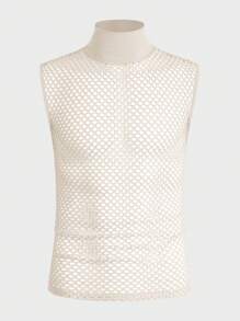 Manfinity Fever City Nam Chất rắn Lưới Áo ba lỗ - Màu be - Xem 5