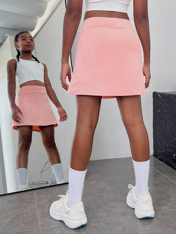 SHEIN Tween Girl Phone Pocket Side Active Skort SHEIN USA