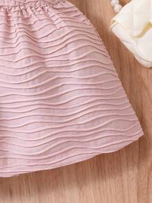 Baby Bow Front Asymmetrical Neck Bow Front Dress - Dusty Pink - View 5