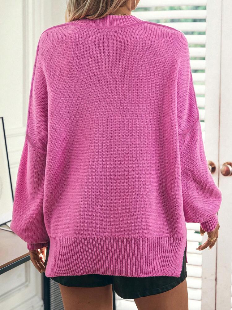 Solid Drop Shoulder Knit Pullover Fall Winter Sweater