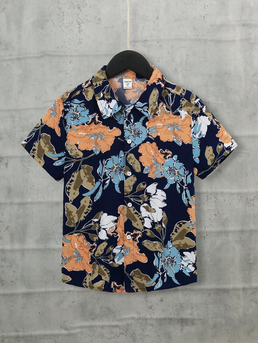 SHEIN 男孩印花襯衫不帶T恤 - 彩色 - 查看 1