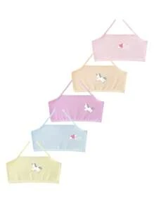 女小童5入組卡通圖案比基尼泳裝上衣