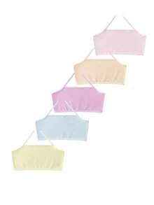 女小童5入組卡通圖案比基尼泳裝上衣