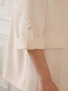 SHEIN Frenchy Women's Fashionable Solid Color Lapel Single-Breasted Blazer Winter Elegant - Apricot - View 4