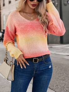 Chiquease Bóng Thả vai Áo len - trái cam - Xem 6