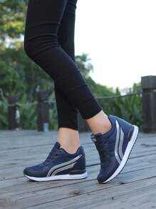 Women's Breathable Wedge Heel Platform Sneakers - Blue - View 5