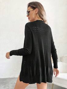 AAmilife Cárdigan de diseño casual y sólido - Negro - Ver 2