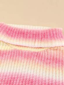 CILKOO Ombre Turtleneck Drop Shoulder Sweater - Multicolor - View 7