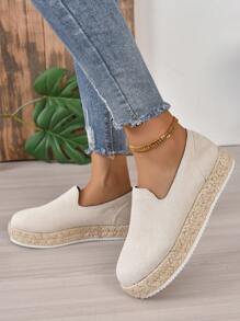 女性春夏時尚休閒舒服的平底鞋 - 米色 - 查看 2