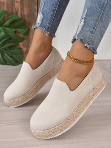 女性春夏時尚休閒舒服的平底鞋 - 米色 - 查看 3