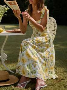 Floral Print Knot Shoulder Cami Dress - Multicolor - View 5