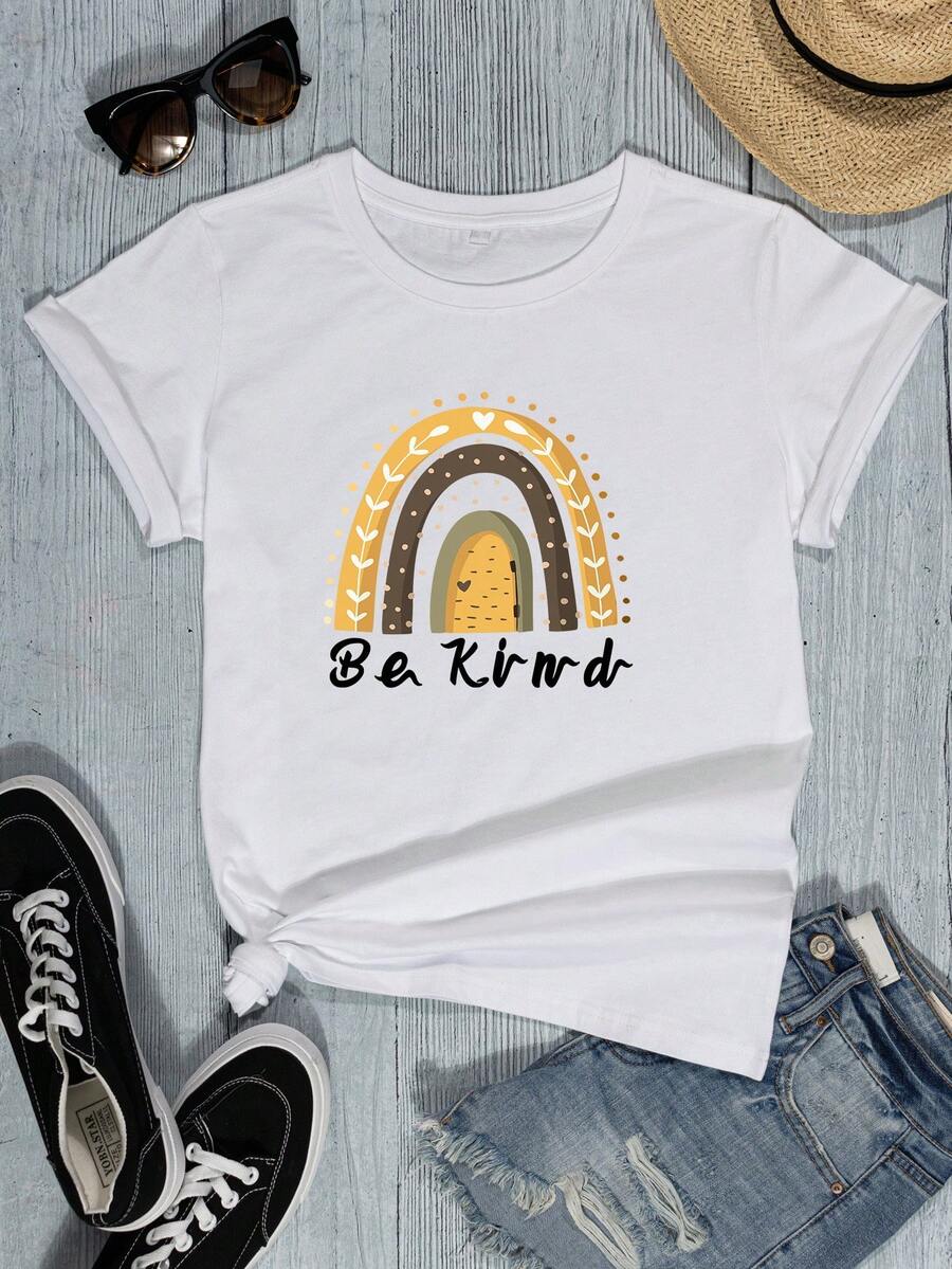 Heart And Slogan Graphic Tee - White - View 1