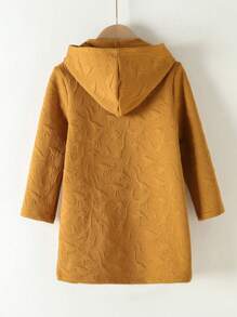 SHEIN Young Boy Dinosaur Embossed Button Front Hooded Coat