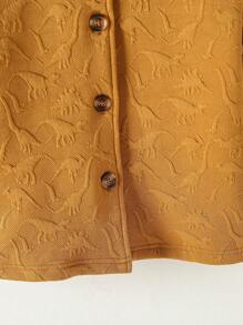 SHEIN Young Boy Dinosaur Embossed Button Front Hooded Coat