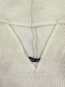 SHEIN Unity Women Sweaters Rib-Knit Plain Casual - Putih - View 3
