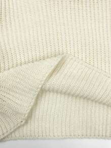 SHEIN Unity Women Sweaters Rib-Knit Plain Casual - Putih - View 5