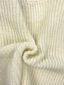 SHEIN Unity Women Sweaters Rib-Knit Plain Casual - Putih - View 6