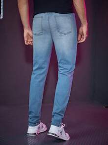 SWAVVY 1 Miếng Rách Frayed Rửa thuốc tẩy Quần jean - Rửa trung bình - Xem 2